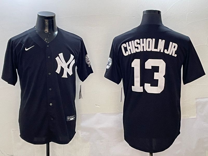 Men New York Yankees 13 Chisholm jr Black Fashion Game 2025 Nike MLB Jersey style 2